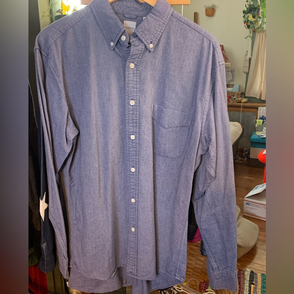 JCREW BLUE POPLIN SHIRT. MENS medium - Picture 1 of 5